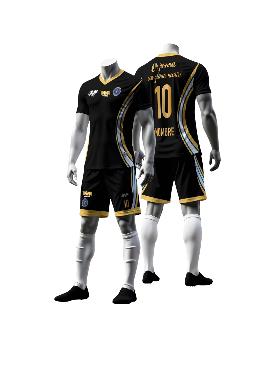 Conjunto de remera y short negro y dorado